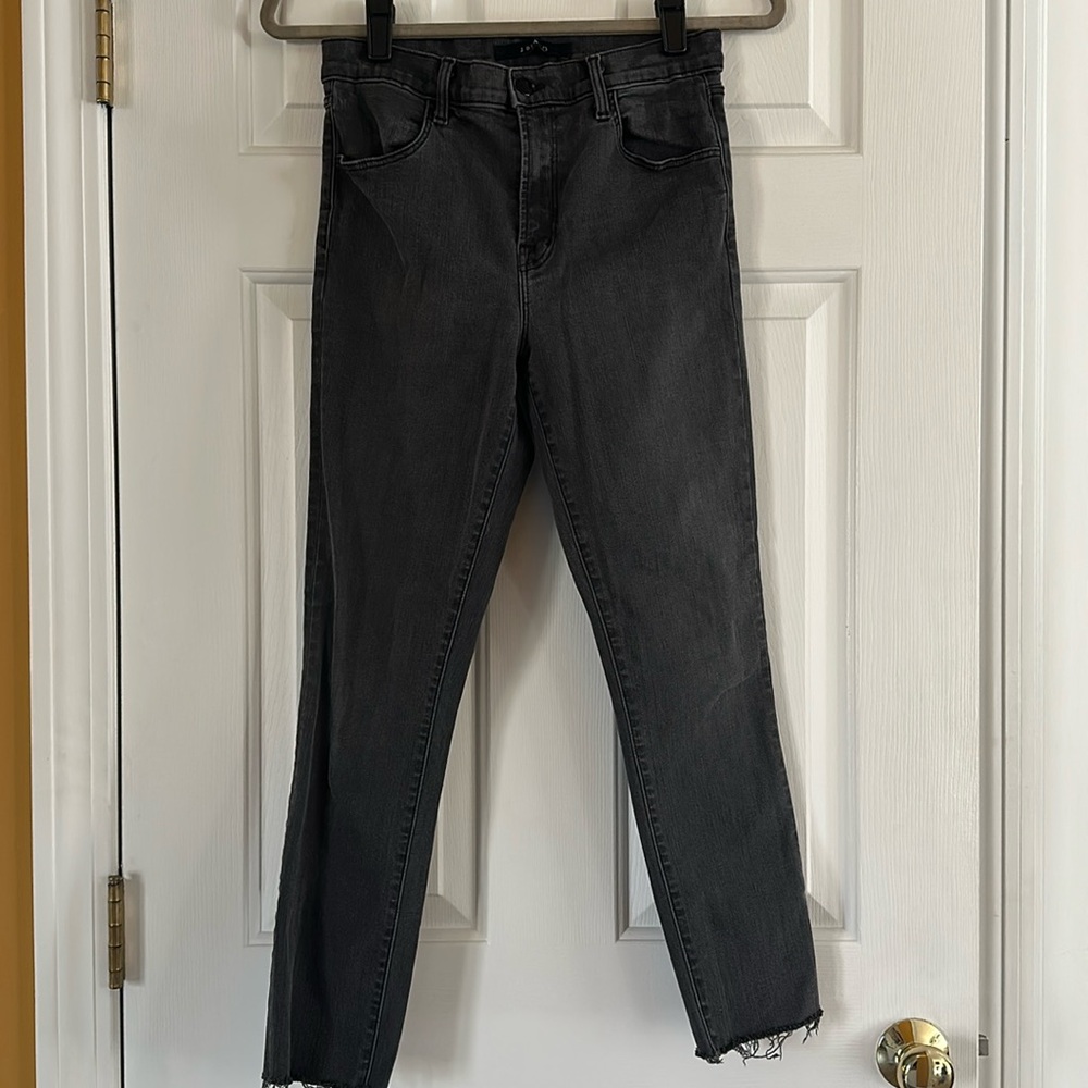 J Brand Maria high rise skinny jean light black raw hem